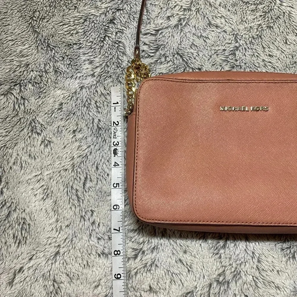 Michael Kors Pink Crossbody Jet Set Purse Saffiano Leather